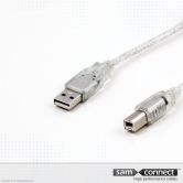 USB A to USB B 2.0 printer cable, 3m, m/m